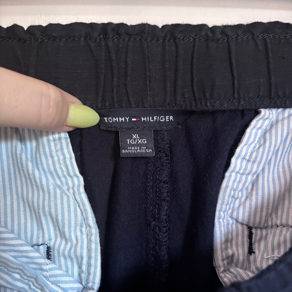 Tommy Hilfiger Womens Navy Blue Wide Leg Elastic Waist Pants XL Striped Trim - Picture 5 of 9